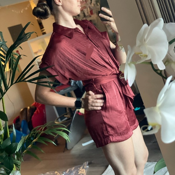 Steve Madden Burgundy Button-Up romper - Picture 9 of 9